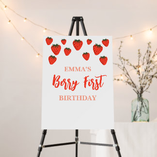 Berry First Birthday Strawberry Personalized Foam Board
