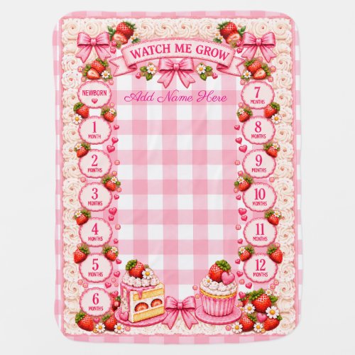 Berry First Birthday Strawberry Shortcake Baby Blanket