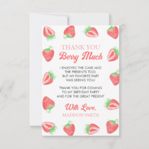 Berry First Birthday Strawberry Thank You Card