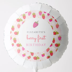 Berry First Birthday Sweet Strawberry Girl Cute Balloon