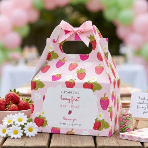 Berry First Birthday Sweet Strawberry Girl Cute Favor Boxes