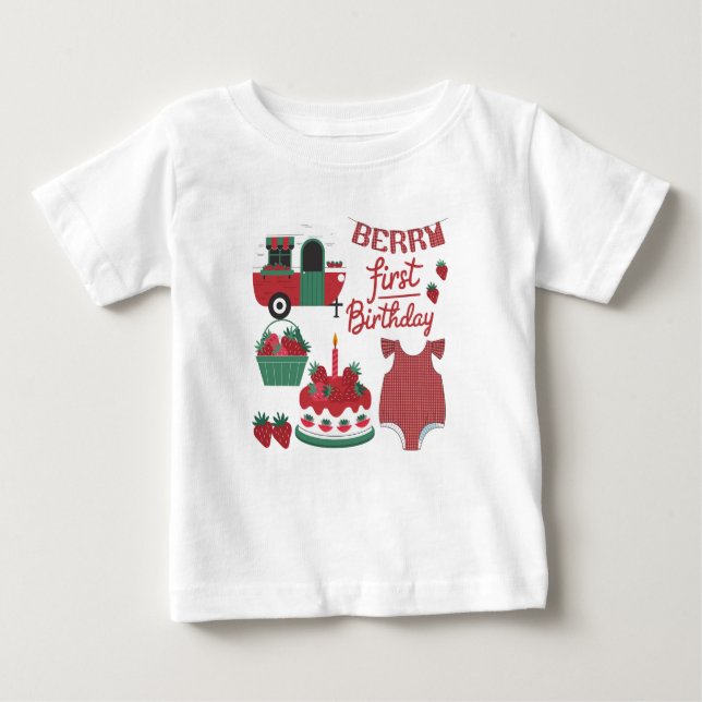 Berry First Birthday T-Shirt  (Front)
