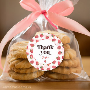 Berry First Birthday Thank You Classic Round Sticker