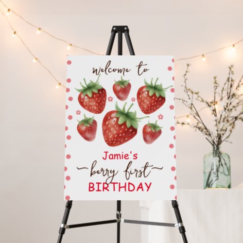 Berry First Birthday Watercolor  Foam Board