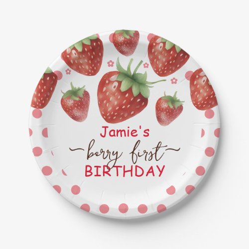 Berry First Birthday Watercolor  Paper Plates