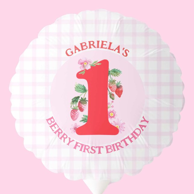 Berry First Birthday Watercolor Strawberries Balloon (Berry First Birthday Watercolor Strawberries Balloon)