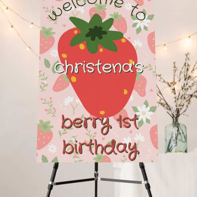 Berry First Birthday Welcome Foam Board (In Situ (Stand))