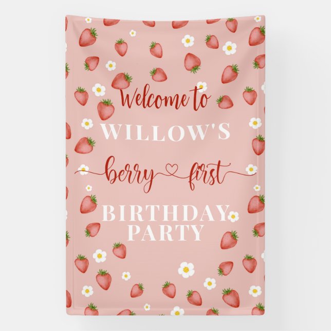 Berry First Birthday Welcome Sign (Vertical)