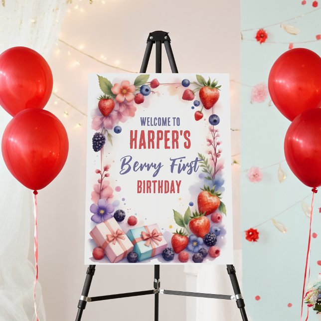 Berry First Birthday Welcome Sign Berries & Gifts (Creator Uploaded)