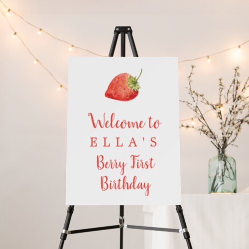 Berry First Birthday Welcome Sign  Thank You