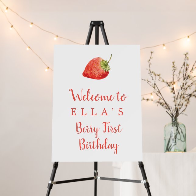 Berry First Birthday Welcome Sign / Thank You (In Situ (Stand))