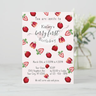 Berry First Birthday Wild Strawberry Shortcake Invitation