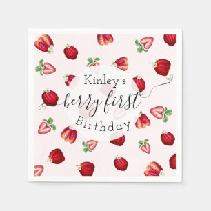 Berry First Birthday Wild Strawberry Shortcake Napkins