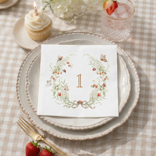 Berry First Birthday Wreath Garden Party Napkins