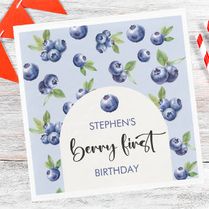 Berry first blueberries healthy kids birthday napkins