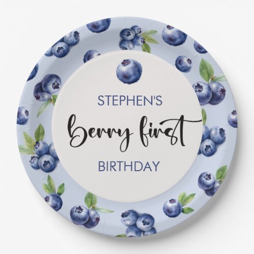 Berry first blueberries kids birthday paper plates