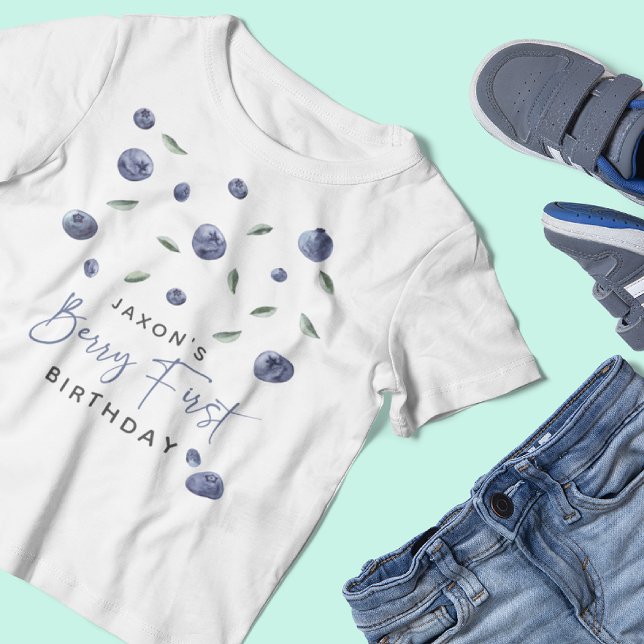 'Berry First' Blueberry 1st Birthday Baby T-Shirt (Creator Uploaded)