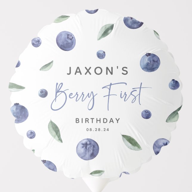 'Berry First' Blueberry 1st Birthday Balloon (Front)