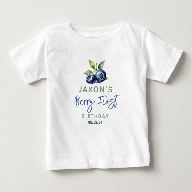 Berry First Blueberry 1st Birthday Party Baby T-Shirt (Front)