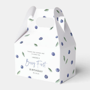'Berry First' Blueberry 1st Birthday Party Favor Boxes