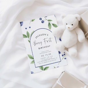 Berry First Blueberry 1st Birthday Party Invitation