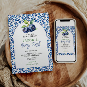 Berry First Blueberry 1st Birthday Party Invitation