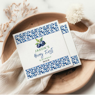 Berry First Blueberry 1st Birthday Party Napkins