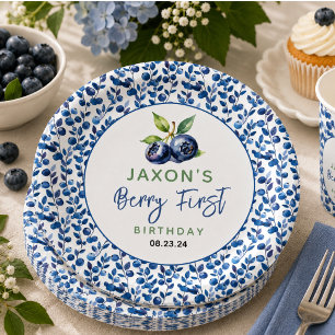 Berry First Blueberry 1st Birthday Party Paper Plates
