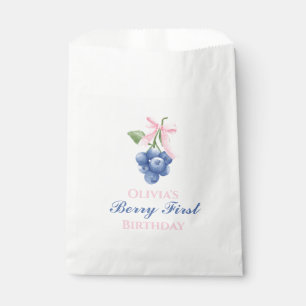 Berry First blueberry birthday Pink Bow Coquette Favor Bag