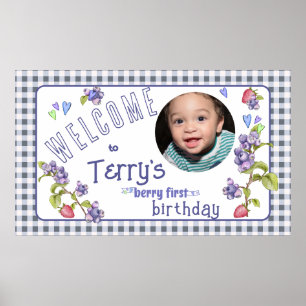 Berry First Boy's Birthday Banner Poster