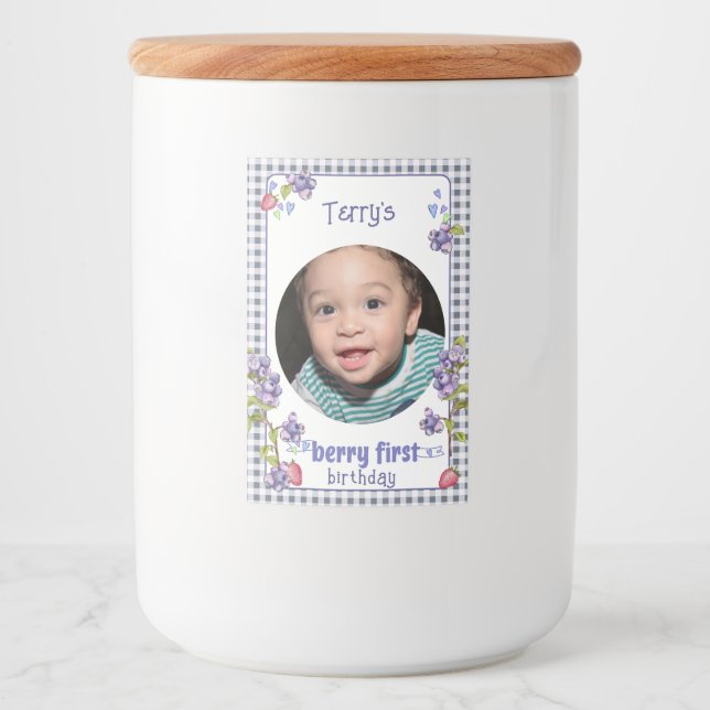 Berry First Boy's Birthday  Food Label (Front)