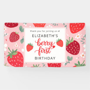 Berry First Cute 1st Birthday Girl's Strawberry Banner