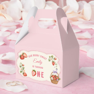 Berry First Cute 1st Birthday Girl's Strawberry Favor Boxes