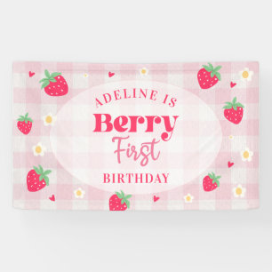 Berry First Cute 1st Birthday Strawberry Banner