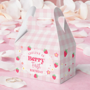 Berry First Cute 1st Birthday Strawberry Favor Boxes