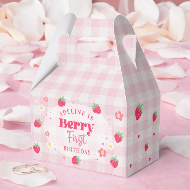 Berry First Cute 1st Birthday Strawberry Favor Boxes (Wedding)