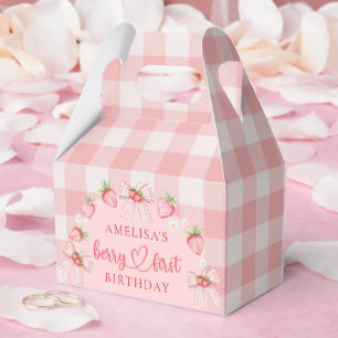 Berry First Cute 1st Birthday Strawberry Favor Boxes