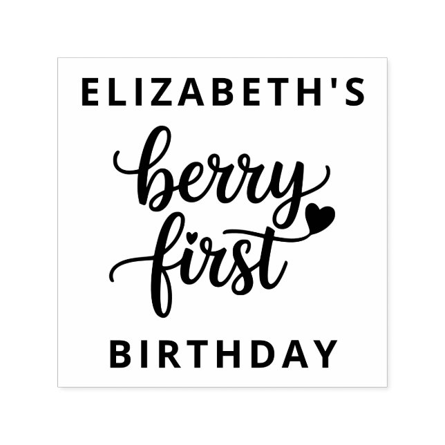 Berry First Cute 1st Birthday Strawberry Girl's Self-inking Stamp (Design)