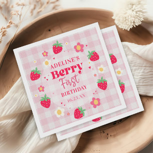 Berry First Cute 1st Birthday Strawberry Napkins