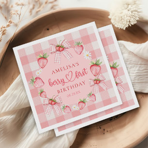 Berry First Cute 1st Birthday Strawberry Napkins