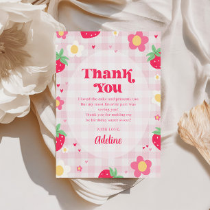 Berry First Cute 1st Birthday Strawberry Thank You Card