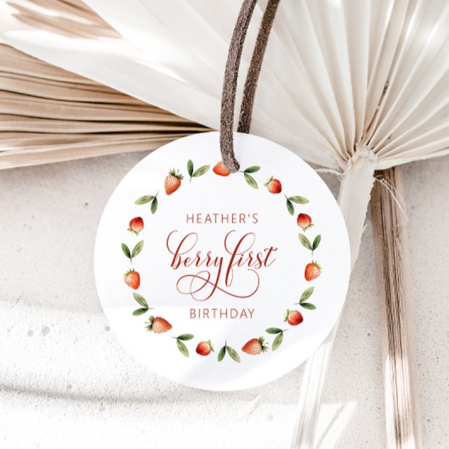 Berry First Favor Tags (Berry First Birthday Strawberry Favor Tags by Painted Paperie
)