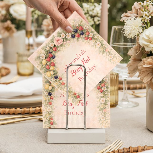 Berry First Garden 1st Birthday Napkins (Creator Uploaded)