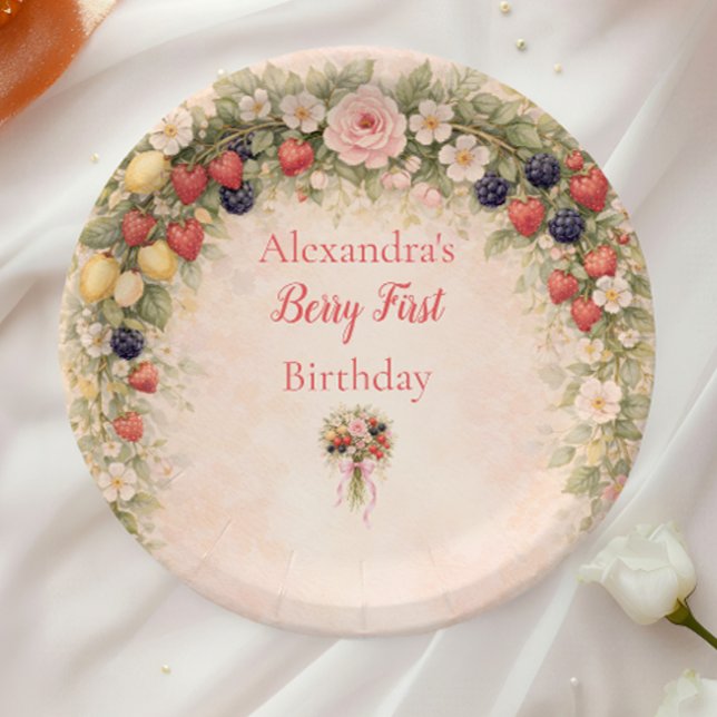 Berry First Garden 1st Birthday Paper Plates (Creator Uploaded)