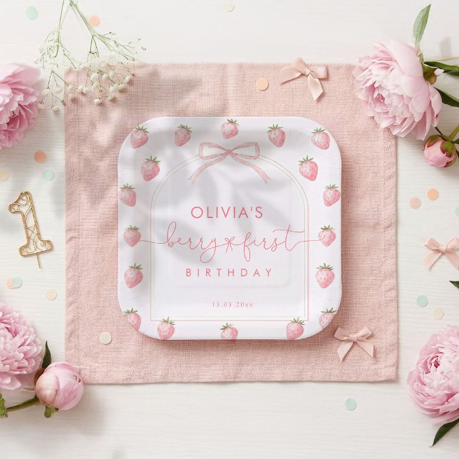 Berry First Girl Birthday  Paper Plates (Creator Uploaded)