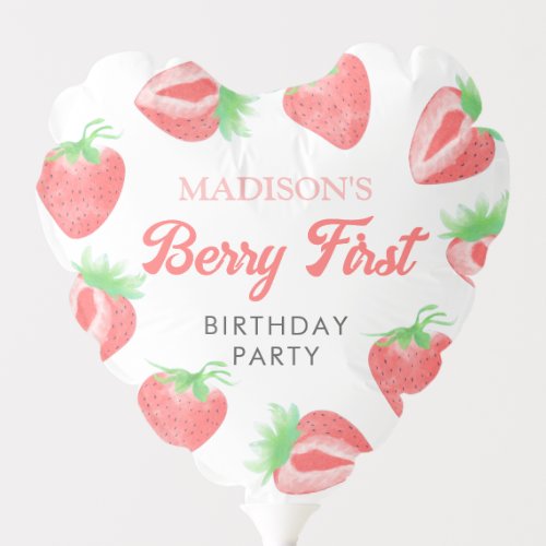 Berry First Girls Strawberry Birthday Balloon