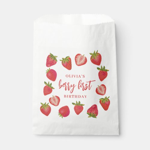Berry First Girls strawberry Personalized Birthday Favor Bag
