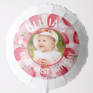 Berry First Red & Pink Photo Birthday Balloon