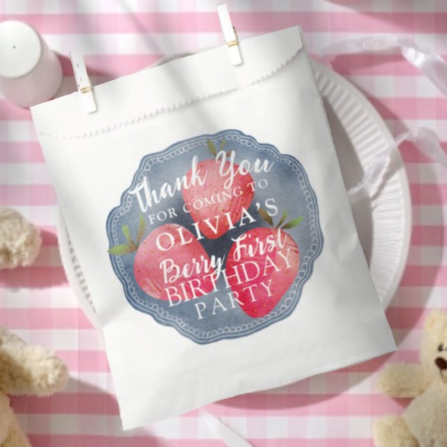 Berry First Red Strawberry Birthday Favor  Bag (Creator Uploaded)
