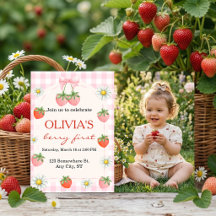 Berry First Strawberry 1st Birthday Custom Photo